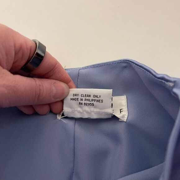 Bill Levkoff 3 piece Beaded Periwinkle Satin Formal Prom Dress Size 14 - Picture 7 of 9